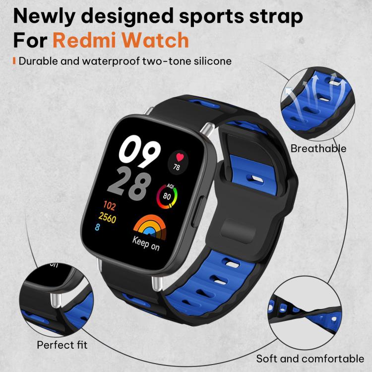 For Redmi Watch 3 xDfind Flat-head Dual-color Silicone Watch Band