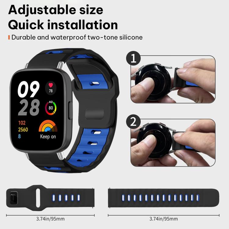 For Redmi Watch 3 xDfind Flat-head Dual-color Silicone Watch Band