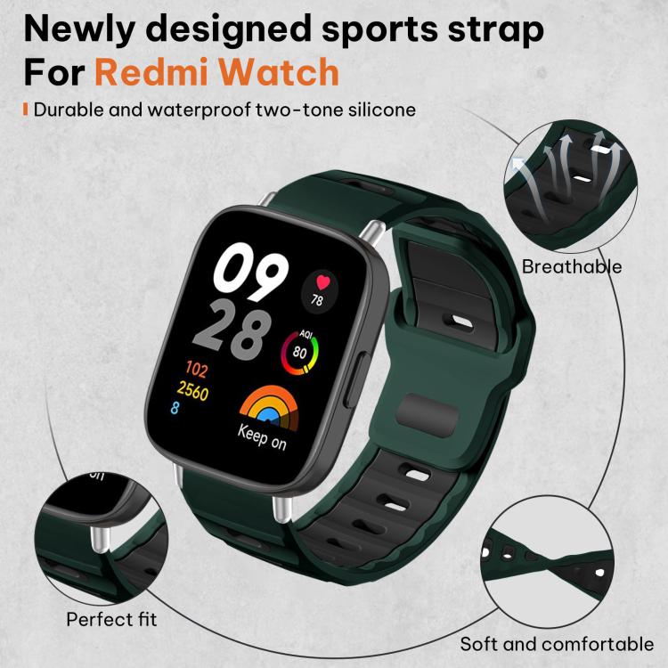 For Redmi Watch 3 xDfind Flat-head Dual-color Silicone Watch Band