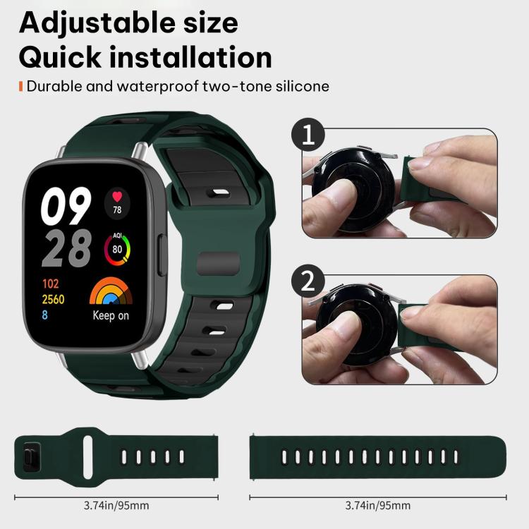 For Redmi Watch 3 xDfind Flat-head Dual-color Silicone Watch Band