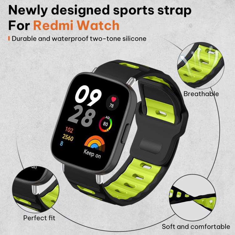 For Redmi Watch 3 xDfind Flat-head Dual-color Silicone Watch Band