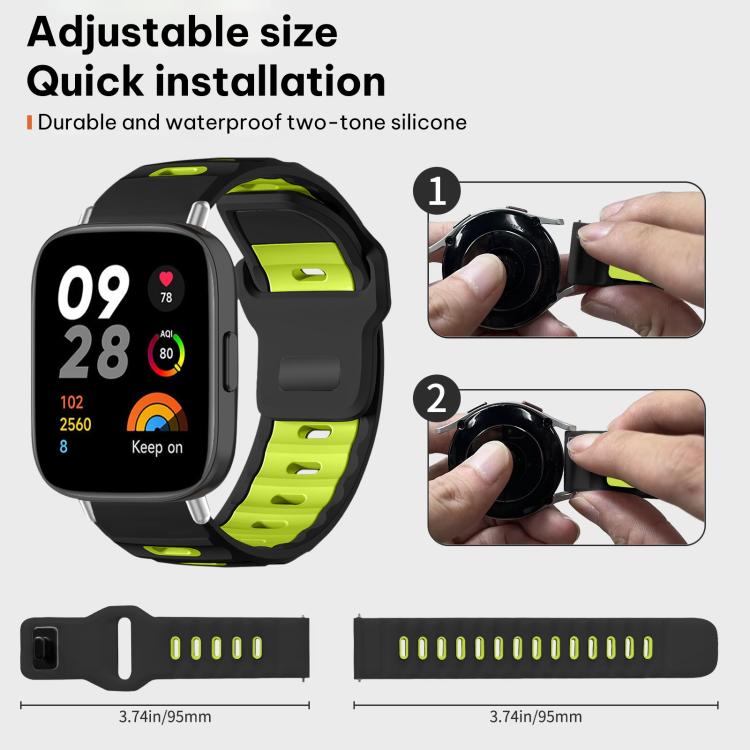 For Redmi Watch 3 xDfind Flat-head Dual-color Silicone Watch Band