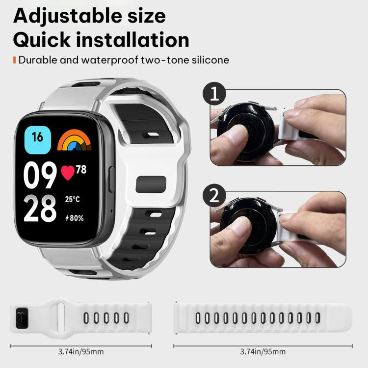 For Redmi Watch 3 Active / Watch 3 Lite xDfind Flat-head Dual-color Silicone Watch Band