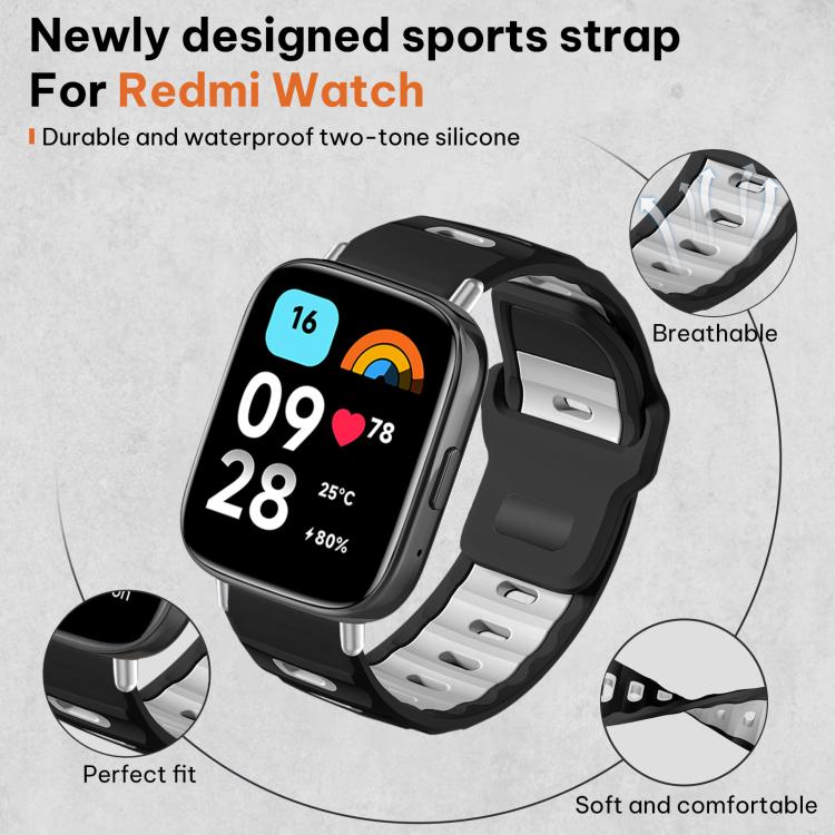 For Redmi Watch 3 Active / Watch 3 Lite xDfind Flat-head Dual-color Silicone Watch Band