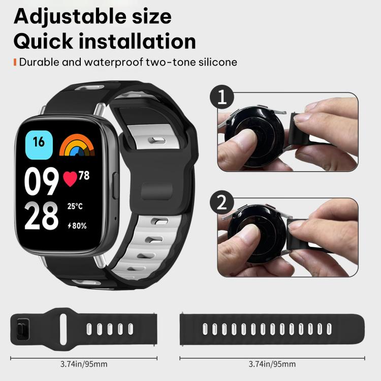 For Redmi Watch 3 Active / Watch 3 Lite xDfind Flat-head Dual-color Silicone Watch Band