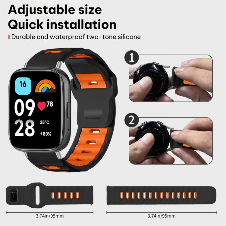 For Redmi Watch 3 Active / Watch 3 Lite xDfind Flat-head Dual-color Silicone Watch Band