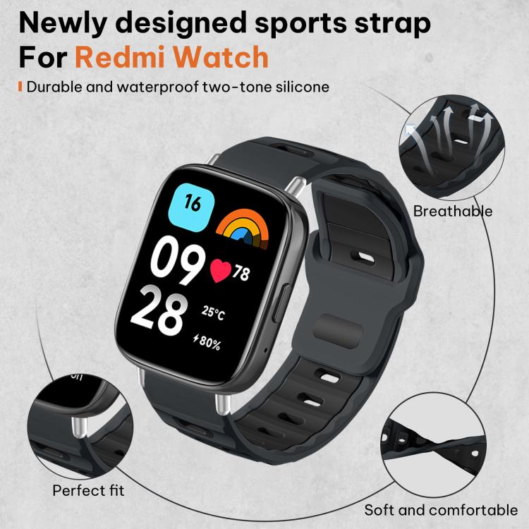 For Redmi Watch 3 Active / Watch 3 Lite xDfind Flat-head Dual-color Silicone Watch Band
