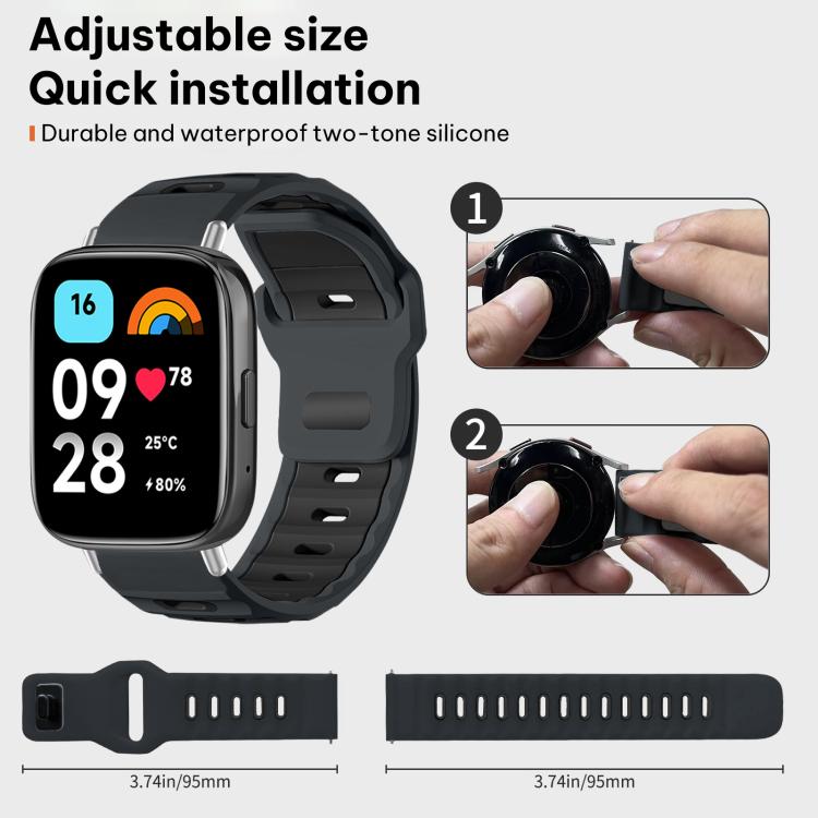 For Redmi Watch 3 Active / Watch 3 Lite xDfind Flat-head Dual-color Silicone Watch Band