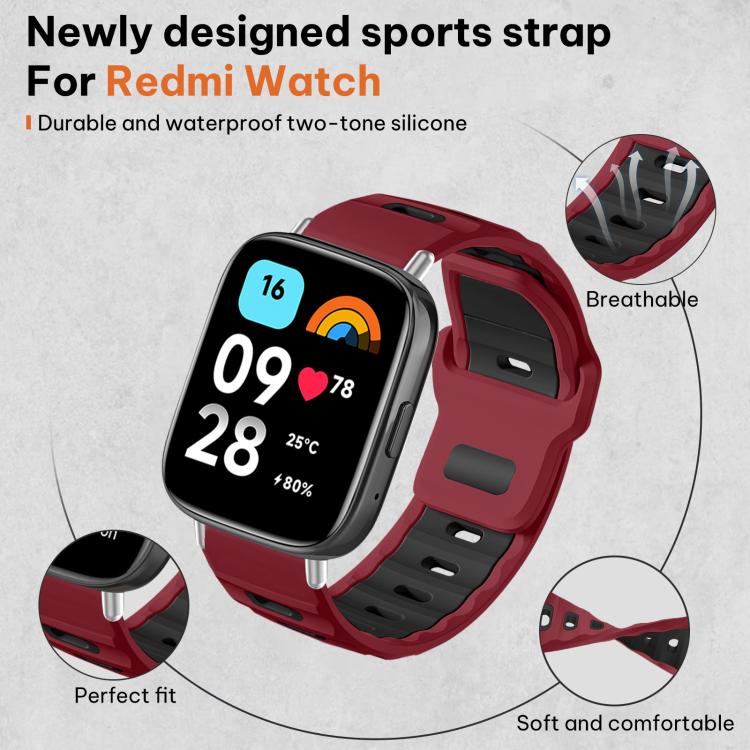 For Redmi Watch 3 Active / Watch 3 Lite xDfind Flat-head Dual-color Silicone Watch Band