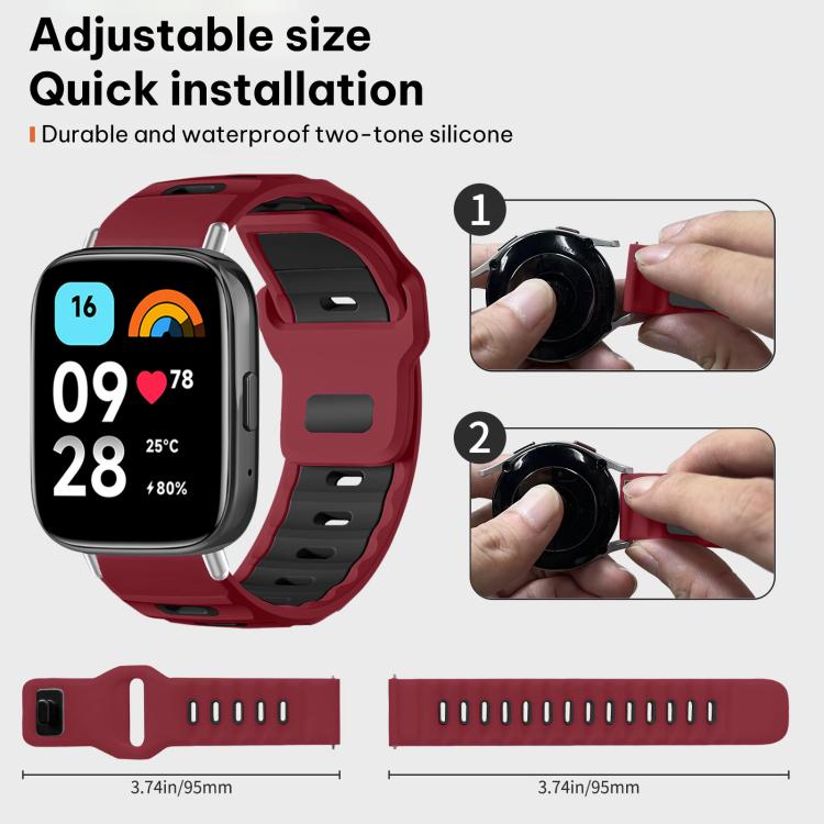 For Redmi Watch 3 Active / Watch 3 Lite xDfind Flat-head Dual-color Silicone Watch Band