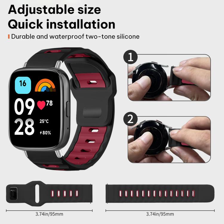 For Redmi Watch 3 Active / Watch 3 Lite xDfind Flat-head Dual-color Silicone Watch Band
