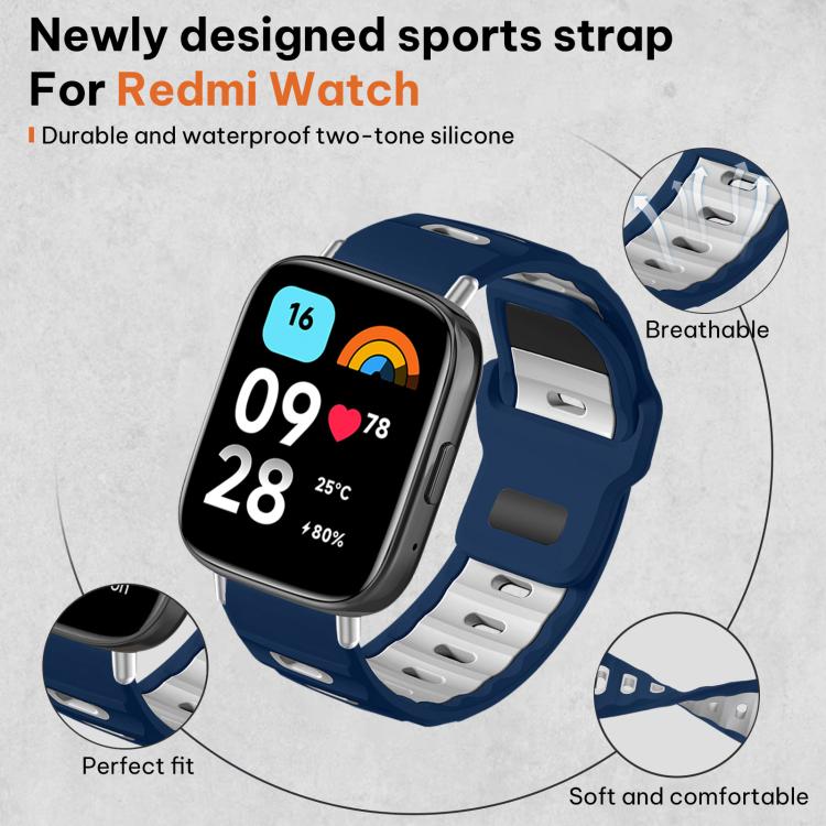 For Redmi Watch 3 Active / Watch 3 Lite xDfind Flat-head Dual-color Silicone Watch Band