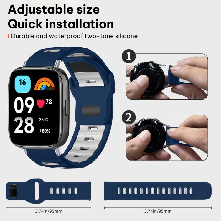 For Redmi Watch 3 Active / Watch 3 Lite xDfind Flat-head Dual-color Silicone Watch Band