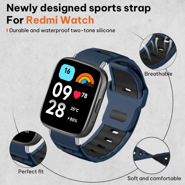 For Redmi Watch 3 Active / Watch 3 Lite xDfind Flat-head Dual-color Silicone Watch Band