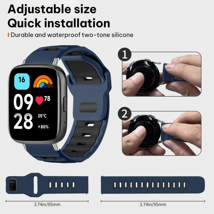 For Redmi Watch 3 Active / Watch 3 Lite xDfind Flat-head Dual-color Silicone Watch Band