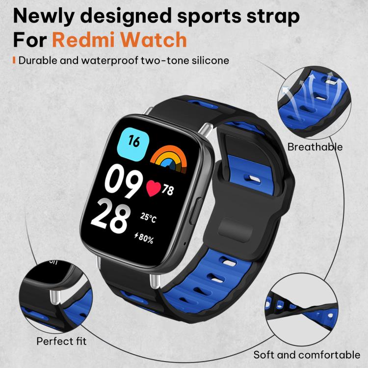 For Redmi Watch 3 Active / Watch 3 Lite xDfind Flat-head Dual-color Silicone Watch Band