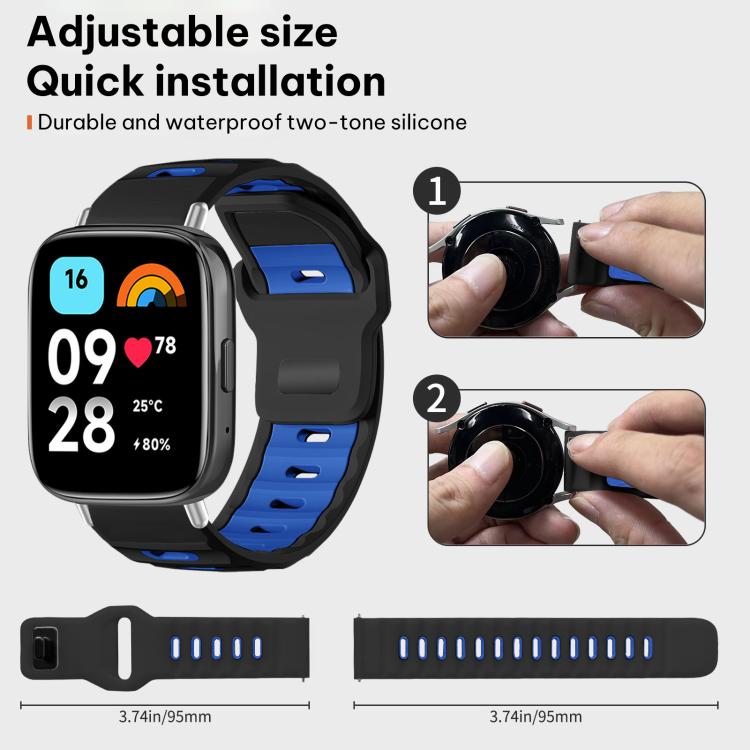 For Redmi Watch 3 Active / Watch 3 Lite xDfind Flat-head Dual-color Silicone Watch Band