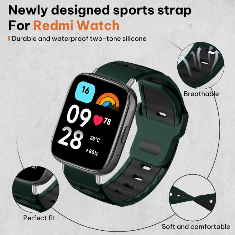 For Redmi Watch 3 Active / Watch 3 Lite xDfind Flat-head Dual-color Silicone Watch Band
