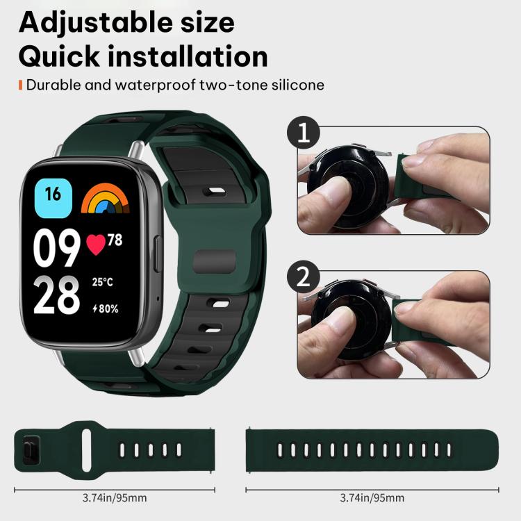 For Redmi Watch 3 Active / Watch 3 Lite xDfind Flat-head Dual-color Silicone Watch Band