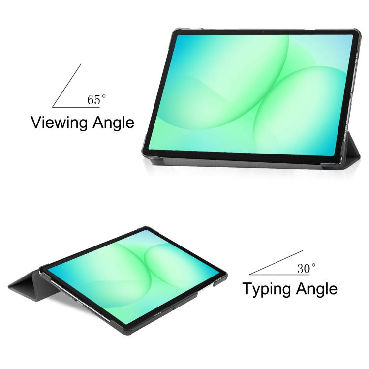 For Samsung Galaxy Tab A11+ Custer Pure Color 3-Fold Holder Smart Leather Tablet Case