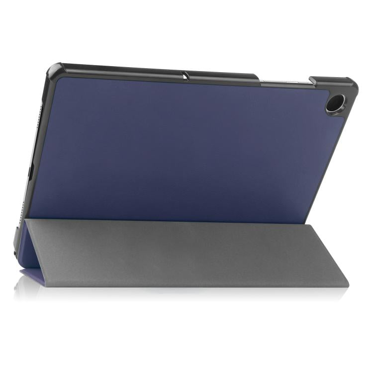 For Samsung Galaxy Tab A11+ Custer Pure Color 3-Fold Holder Smart Leather Tablet Case