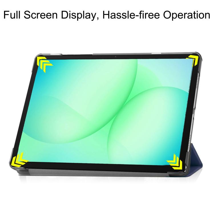 For Samsung Galaxy Tab A11+ Custer Pure Color 3-Fold Holder Smart Leather Tablet Case