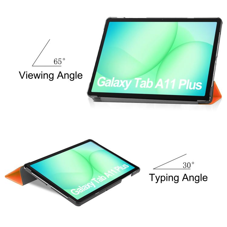 For Samsung Galaxy Tab A11+ Custer Pure Color 3-Fold Holder Smart Leather Tablet Case