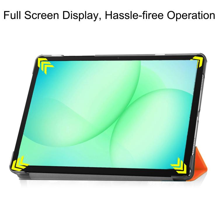 For Samsung Galaxy Tab A11+ Custer Pure Color 3-Fold Holder Smart Leather Tablet Case