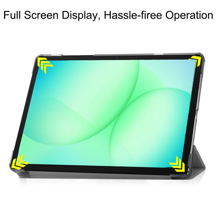 For Samsung Galaxy Tab A11+ Custer Pure Color 3-Fold Holder Smart Leather Tablet Case