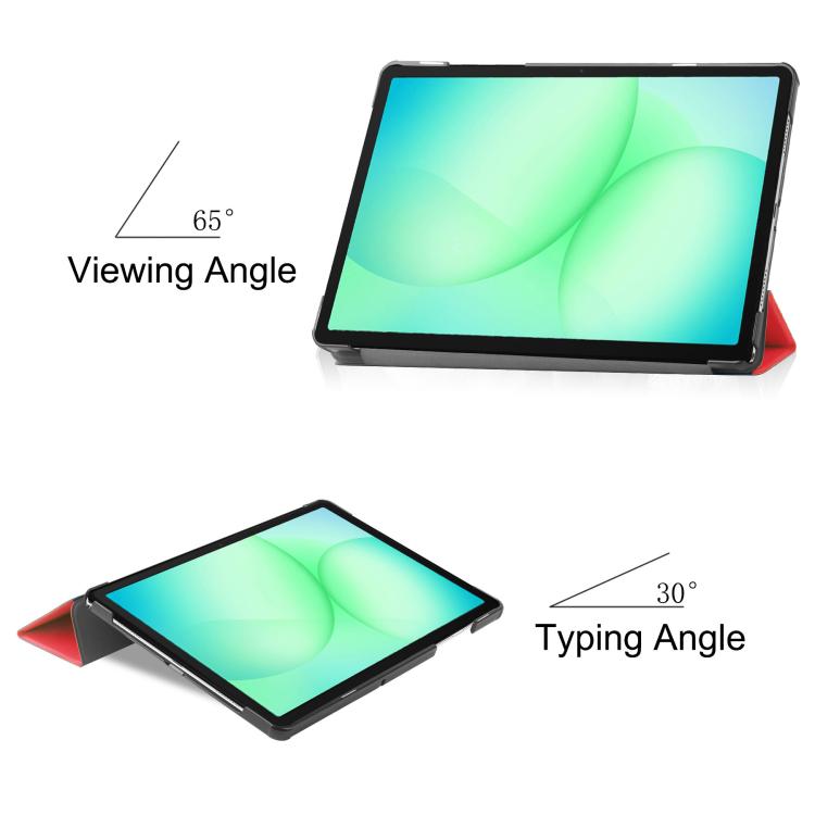 For Samsung Galaxy Tab A11+ Custer Pure Color 3-Fold Holder Smart Leather Tablet Case