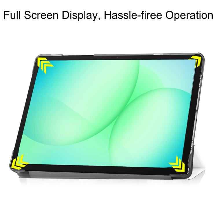 For Samsung Galaxy Tab A11+ Custer Pure Color 3-Fold Holder Smart Leather Tablet Case