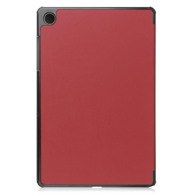 For Samsung Galaxy Tab A11+ Custer Pure Color 3-Fold Holder Smart Leather Tablet Case