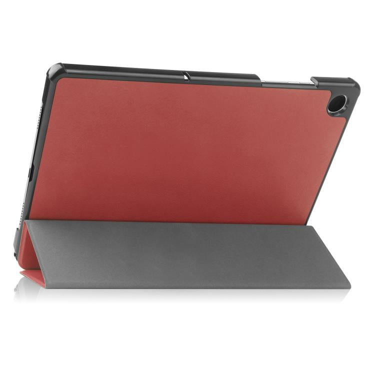 For Samsung Galaxy Tab A11+ Custer Pure Color 3-Fold Holder Smart Leather Tablet Case