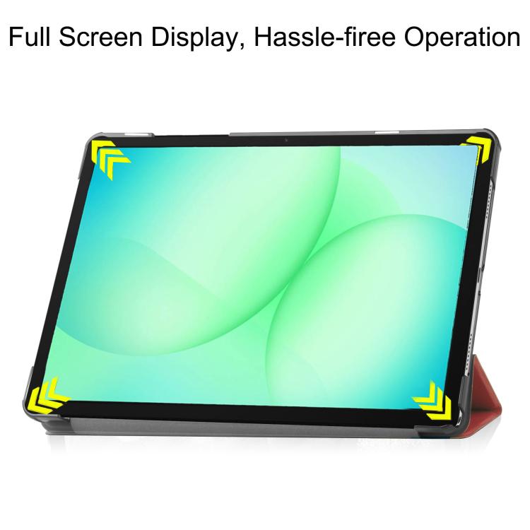 For Samsung Galaxy Tab A11+ Custer Pure Color 3-Fold Holder Smart Leather Tablet Case