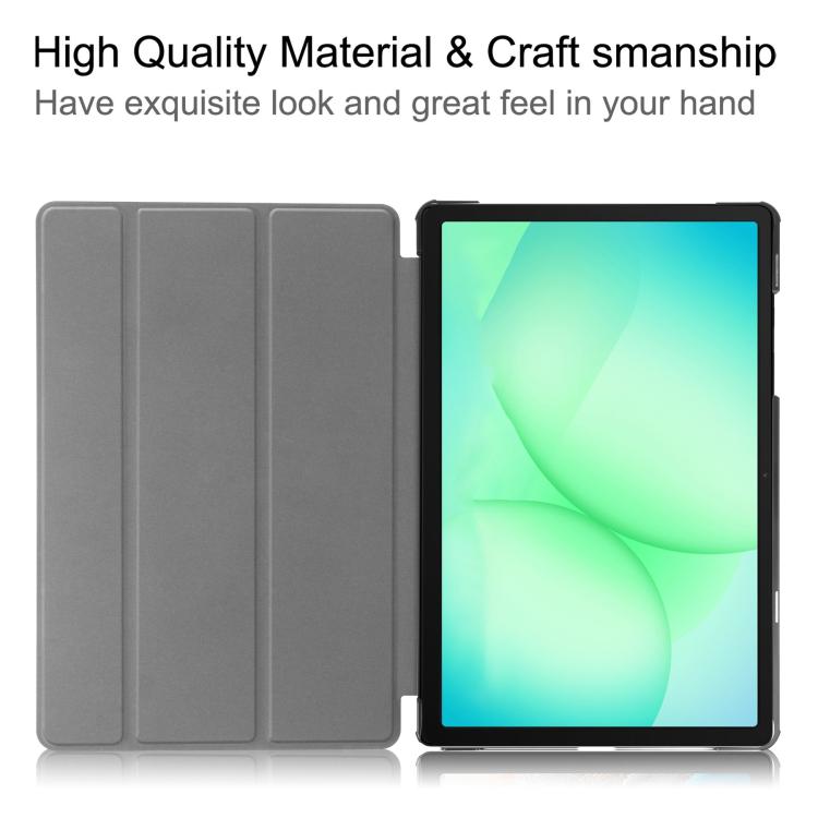 For Samsung Galaxy Tab A11+ Custer Pure Color 3-Fold Holder Smart Leather Tablet Case