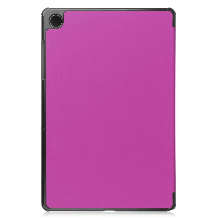 For Samsung Galaxy Tab A11+ Custer Pure Color 3-Fold Holder Smart Leather Tablet Case