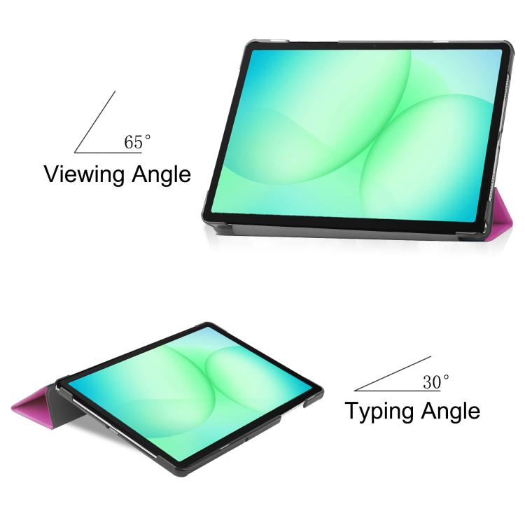 For Samsung Galaxy Tab A11+ Custer Pure Color 3-Fold Holder Smart Leather Tablet Case