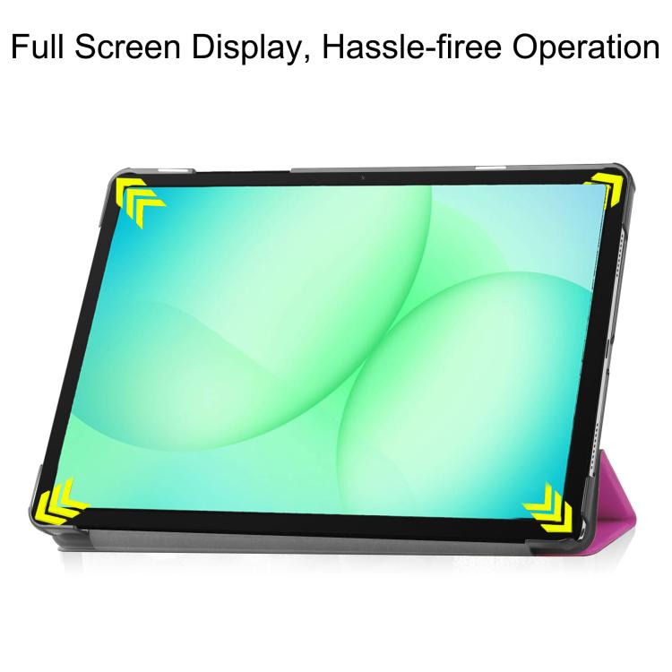 For Samsung Galaxy Tab A11+ Custer Pure Color 3-Fold Holder Smart Leather Tablet Case