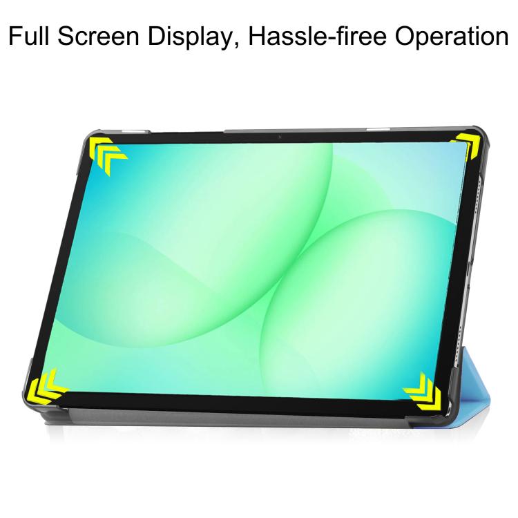 For Samsung Galaxy Tab A11+ Custer Pure Color 3-Fold Holder Smart Leather Tablet Case