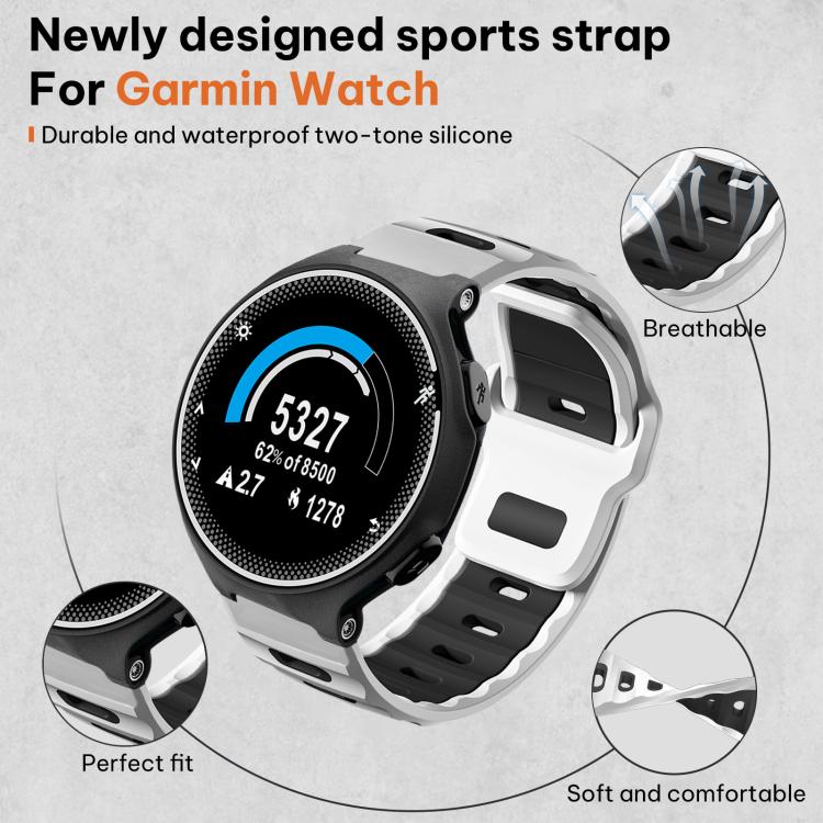 For Garmin Forerunner 220/735/735XT/230/235 xDfind Flat-head Dual-color Silicone Watch Band