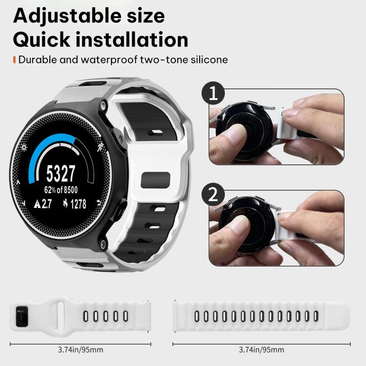For Garmin Forerunner 220/735/735XT/230/235 xDfind Flat-head Dual-color Silicone Watch Band