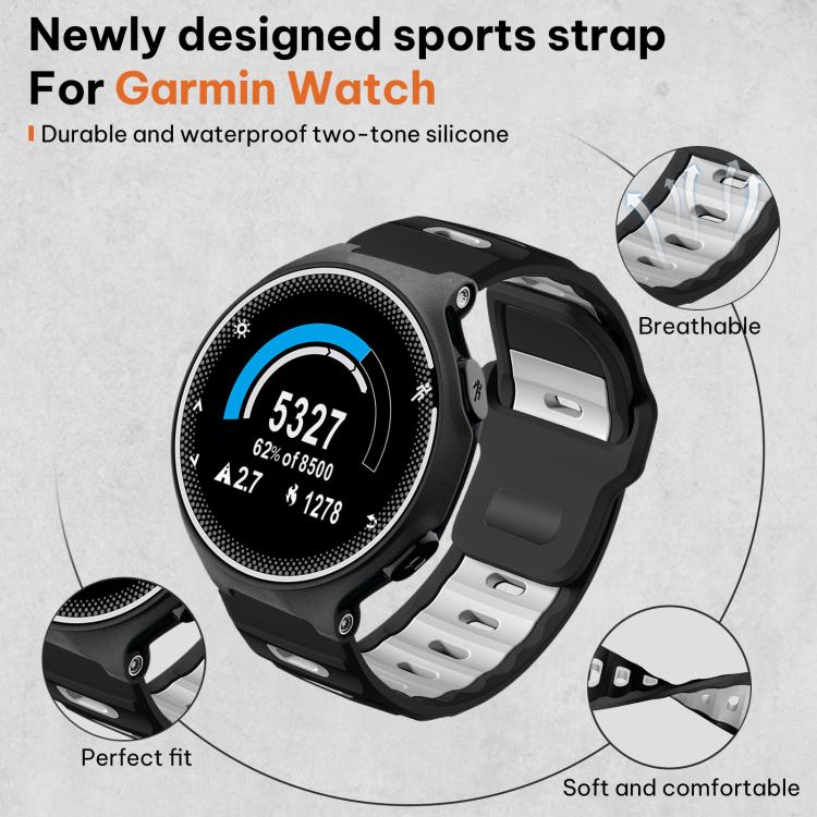 For Garmin Forerunner 220/735/735XT/230/235 xDfind Flat-head Dual-color Silicone Watch Band