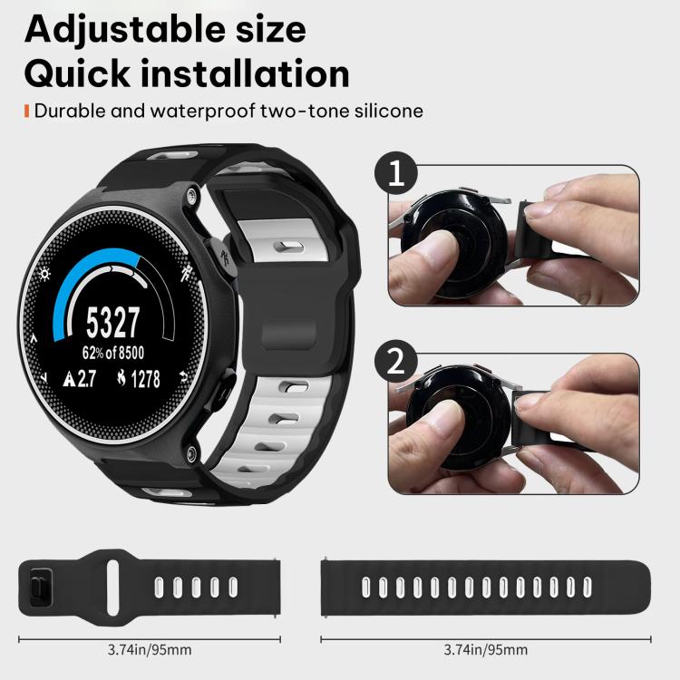 For Garmin Forerunner 220/735/735XT/230/235 xDfind Flat-head Dual-color Silicone Watch Band