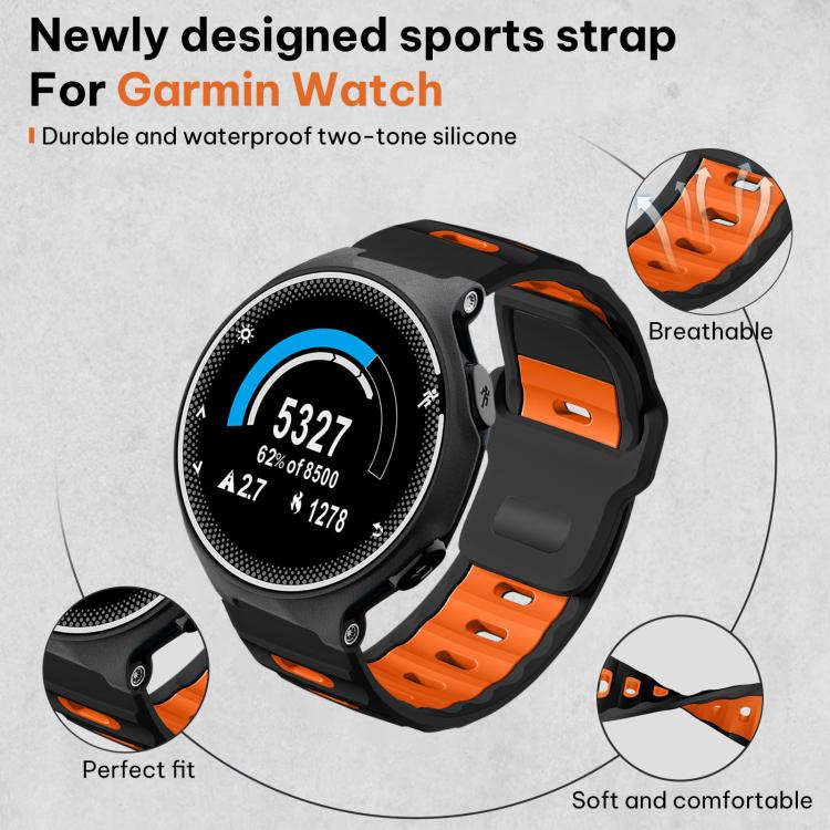 For Garmin Forerunner 220/735/735XT/230/235 xDfind Flat-head Dual-color Silicone Watch Band