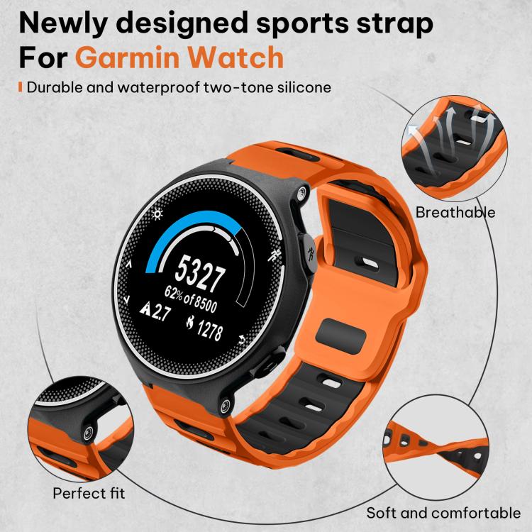 For Garmin Forerunner 220/735/735XT/230/235 xDfind Flat-head Dual-color Silicone Watch Band