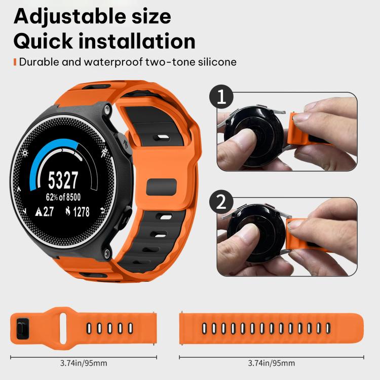 For Garmin Forerunner 220/735/735XT/230/235 xDfind Flat-head Dual-color Silicone Watch Band