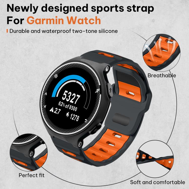 For Garmin Forerunner 220/735/735XT/230/235 xDfind Flat-head Dual-color Silicone Watch Band