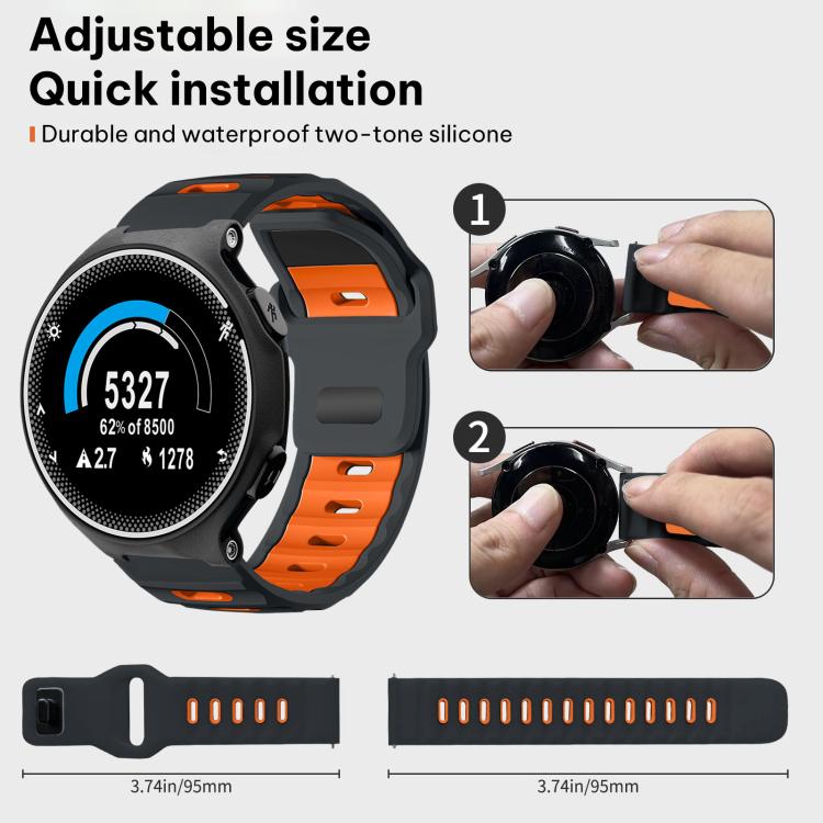 For Garmin Forerunner 220/735/735XT/230/235 xDfind Flat-head Dual-color Silicone Watch Band