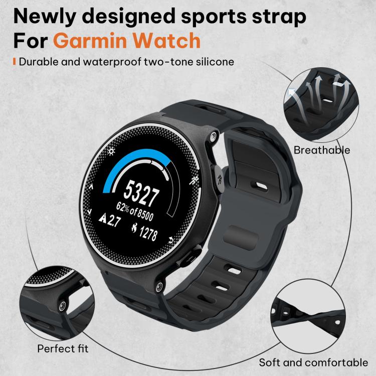 For Garmin Forerunner 220/735/735XT/230/235 xDfind Flat-head Dual-color Silicone Watch Band