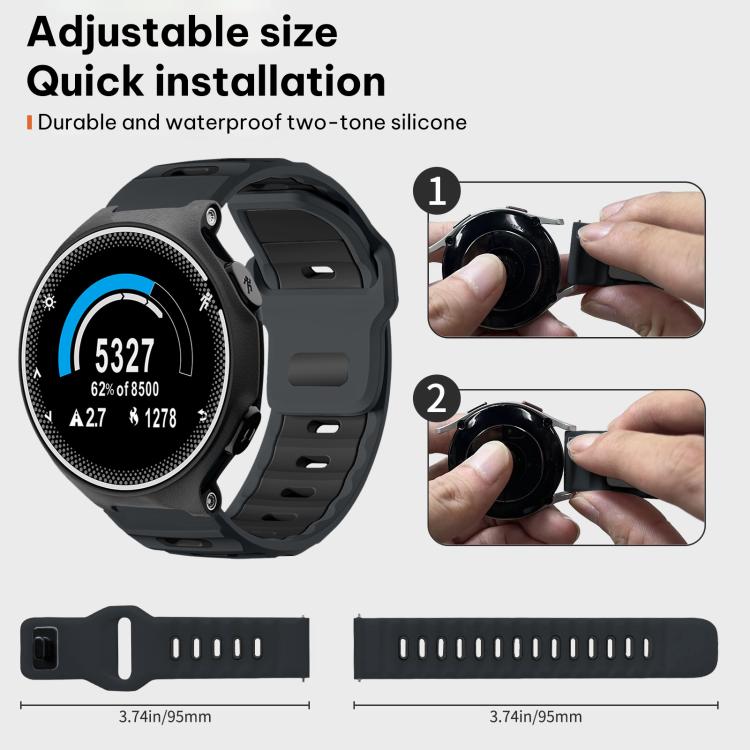 For Garmin Forerunner 220/735/735XT/230/235 xDfind Flat-head Dual-color Silicone Watch Band